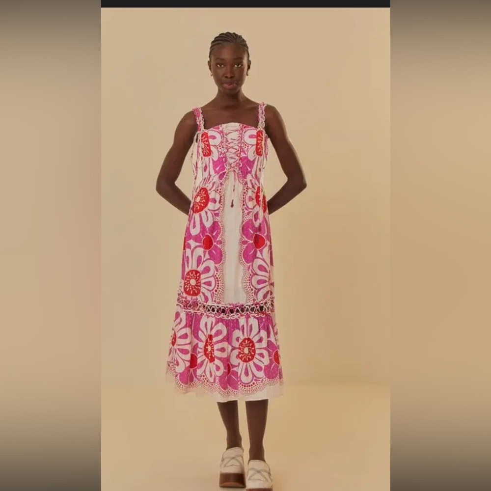 FARM Rio Pink and Red Floral Dress